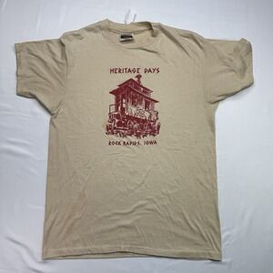 Vtg Heritage Days Rock Hanes Fifty-Fifty Combed Made in USA Size L Mens Shirt